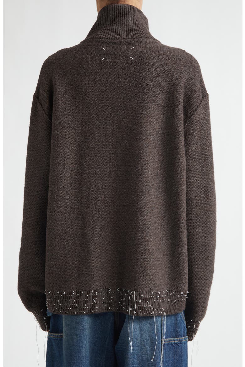 Work in Progress Wool Blend Half Zip Sweater, Alternate, color, BROWN