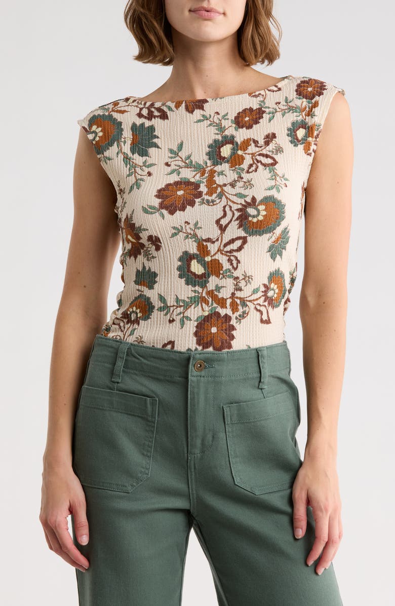 Sanctuary Textured Boat Neck Top, Main, color, Bali Breeze Harmony White