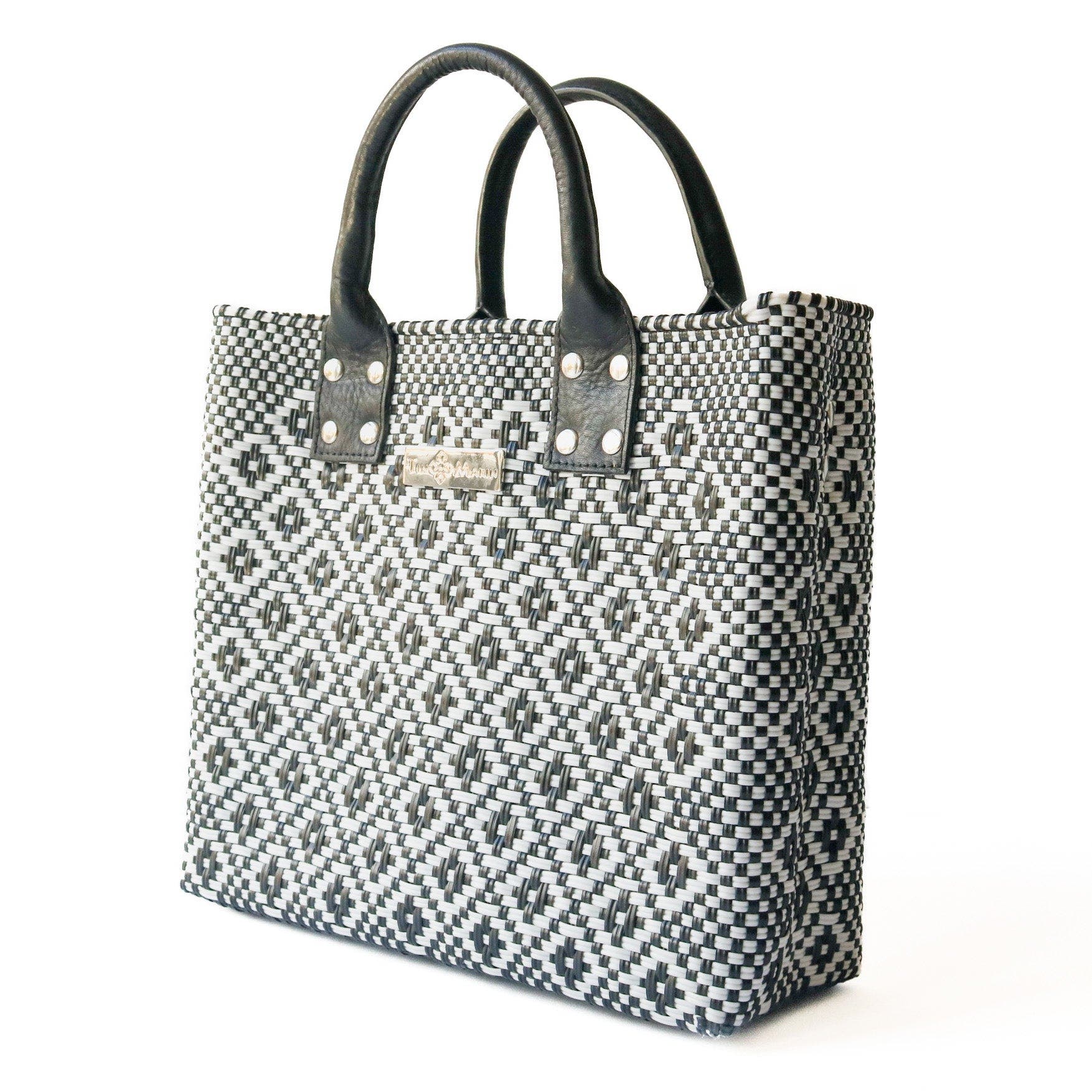 Tin Marin Panda Large Woven Crossbody Bag, Alternate, color, Black Leather Straps