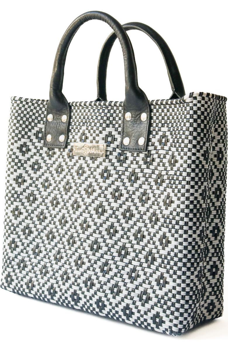 Tin Marin Panda Large Woven Crossbody Bag, Alternate, color, Black Leather Straps