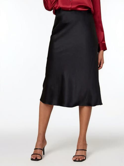 Silksilky 19momme Mulberry Silk Stretch Long Straight Skirt In Black