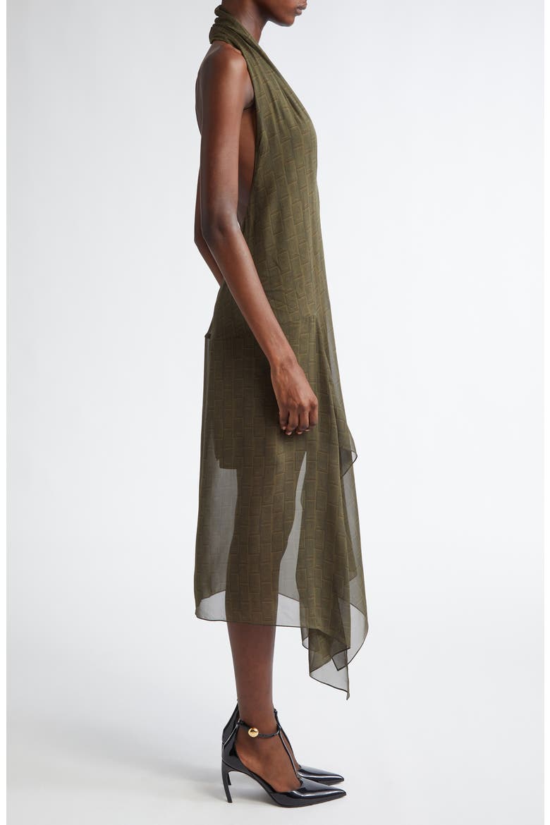 Monogram Print Handkerchief Hem Halter Dress (Nordstrom Exclusive), Alternate, color, OLIVE