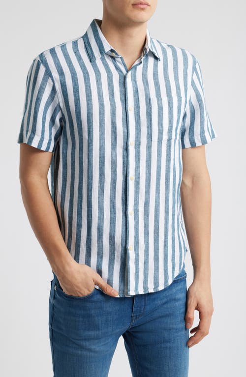 Alex Crane Ola Linen Short Sleeve Button-up Shirt In Bigwave