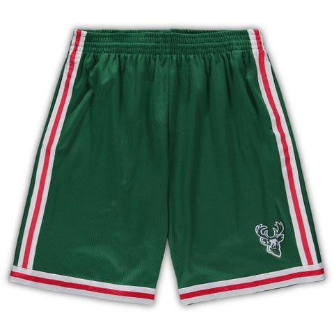 Men's Mitchell & Ness Green Milwaukee Bucks Big & Tall Hardwood Classics Team Swingman Shorts