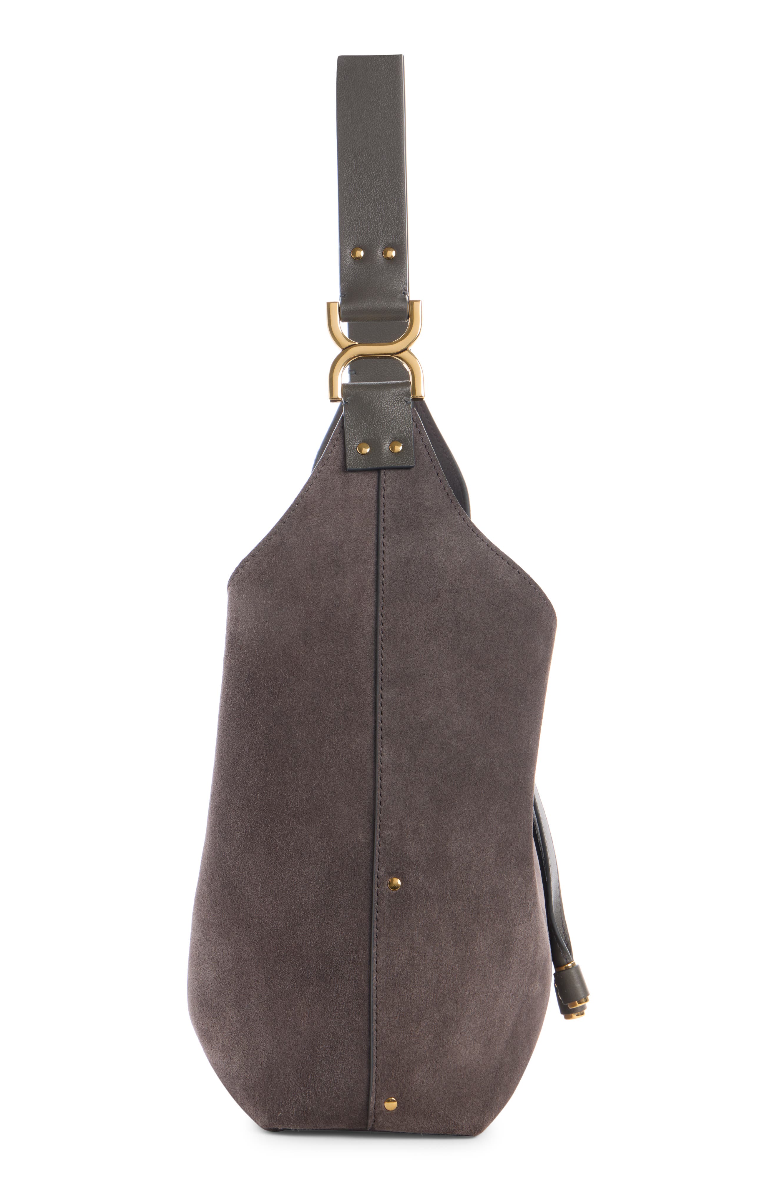 Chloé Marcie Suede Hobo Bag, Alternate, color, Flannel Grey