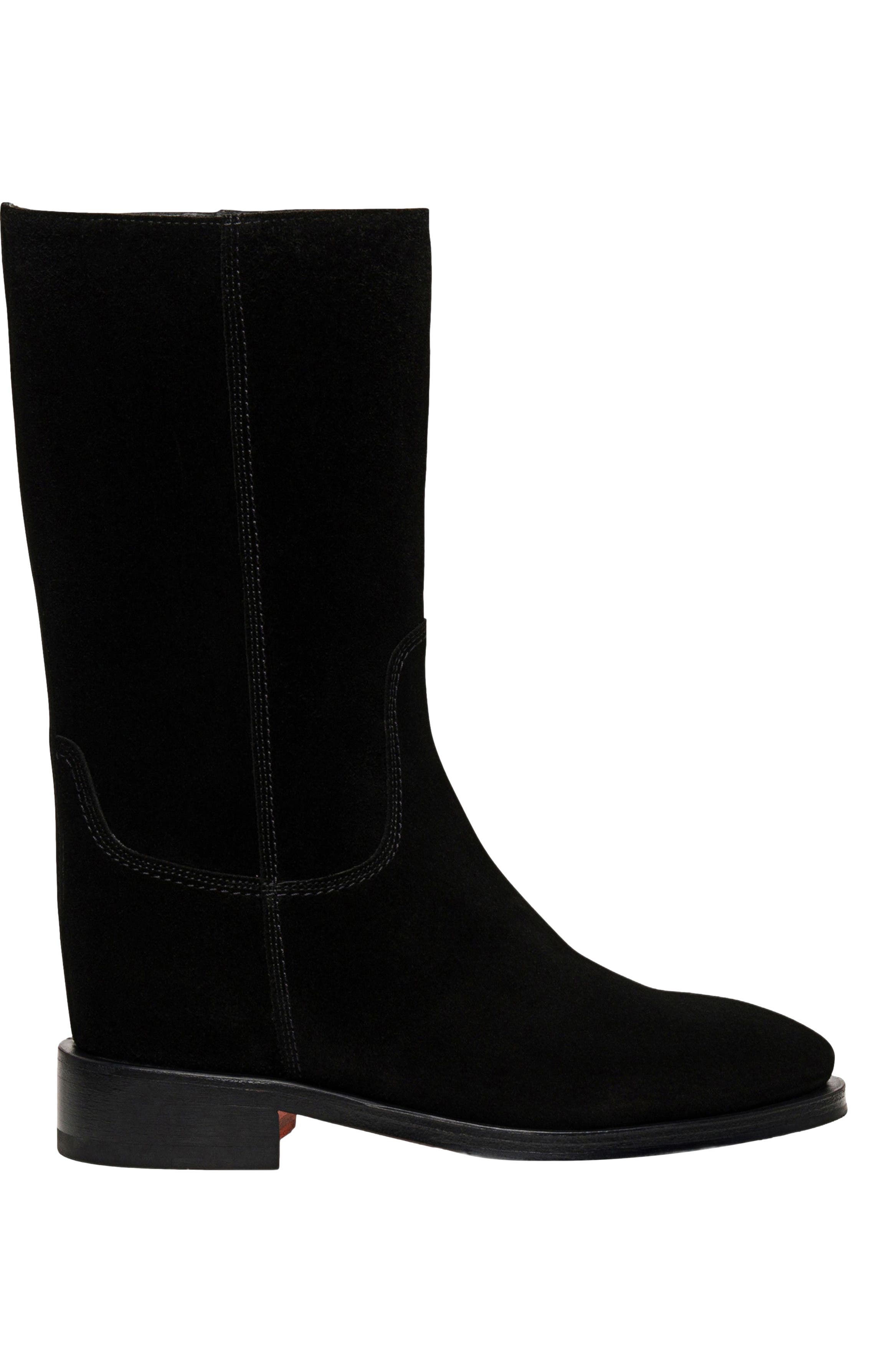 Santoni Suede boot, Main, color, Black