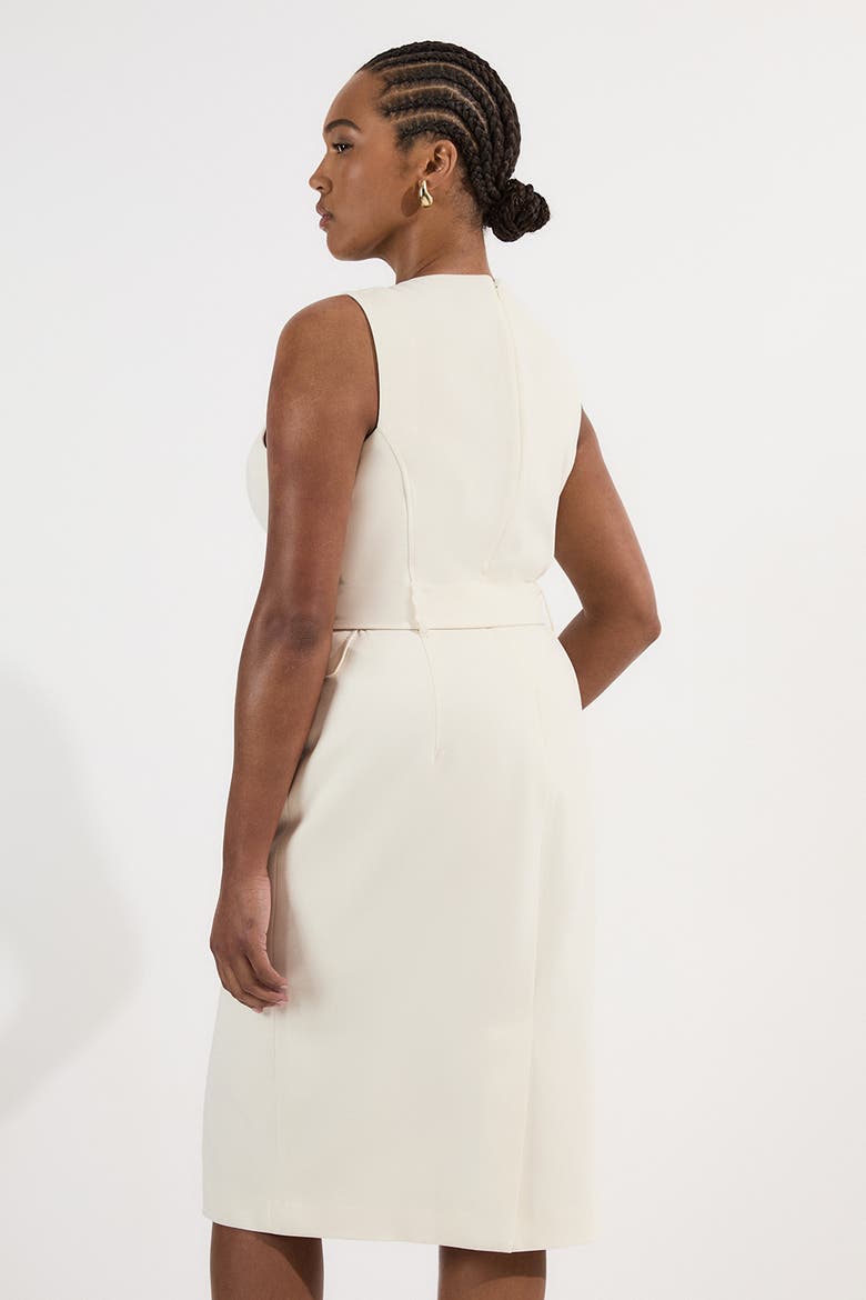 Essential Belted Tailored Midi Dress, Alternate, color, Cream