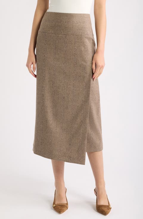 Vornara Faux Wrap Midi Pencil Skirt