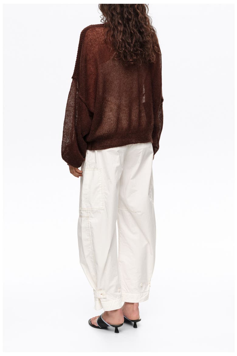 Mohair boat neck sweater, Alternate, color, BROWN
