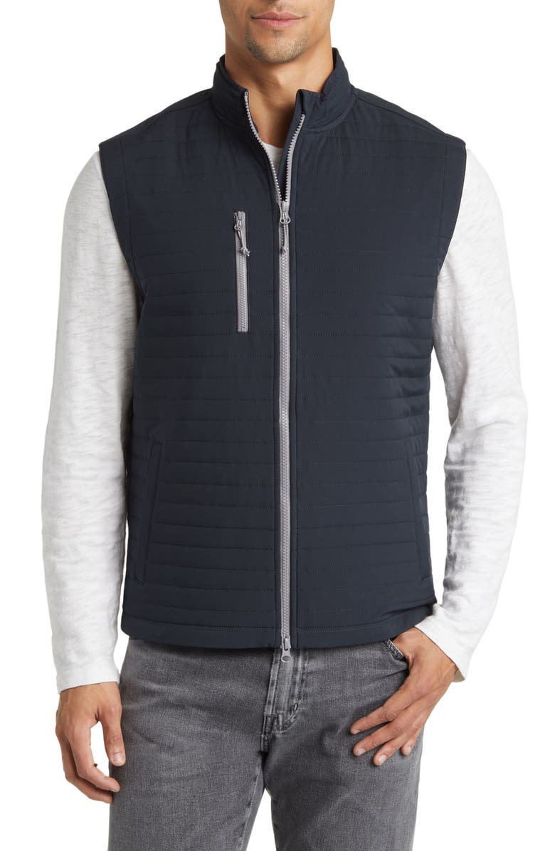 johnnie-O Crosswind Quilted Performance Vest, Alternate, color, Black