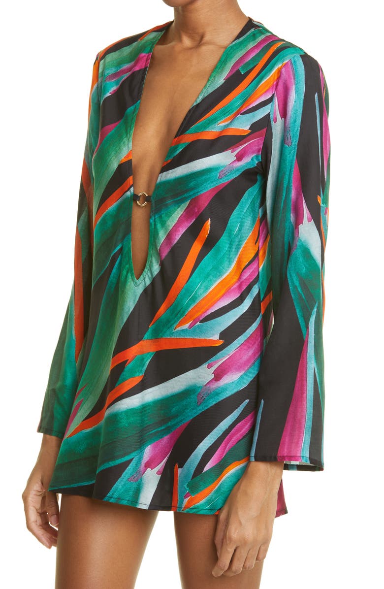 Louisa Ballou Print Cotton & Silk Cover-Up Caftan, Alternate, color, 