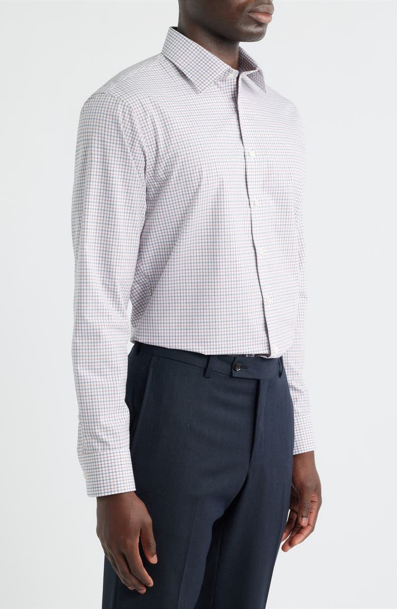 Nordstrom Trim Fit Check Non-Iron Cotton Dress Shirt, Alternate, color, Blue- Red Oliver Plaid