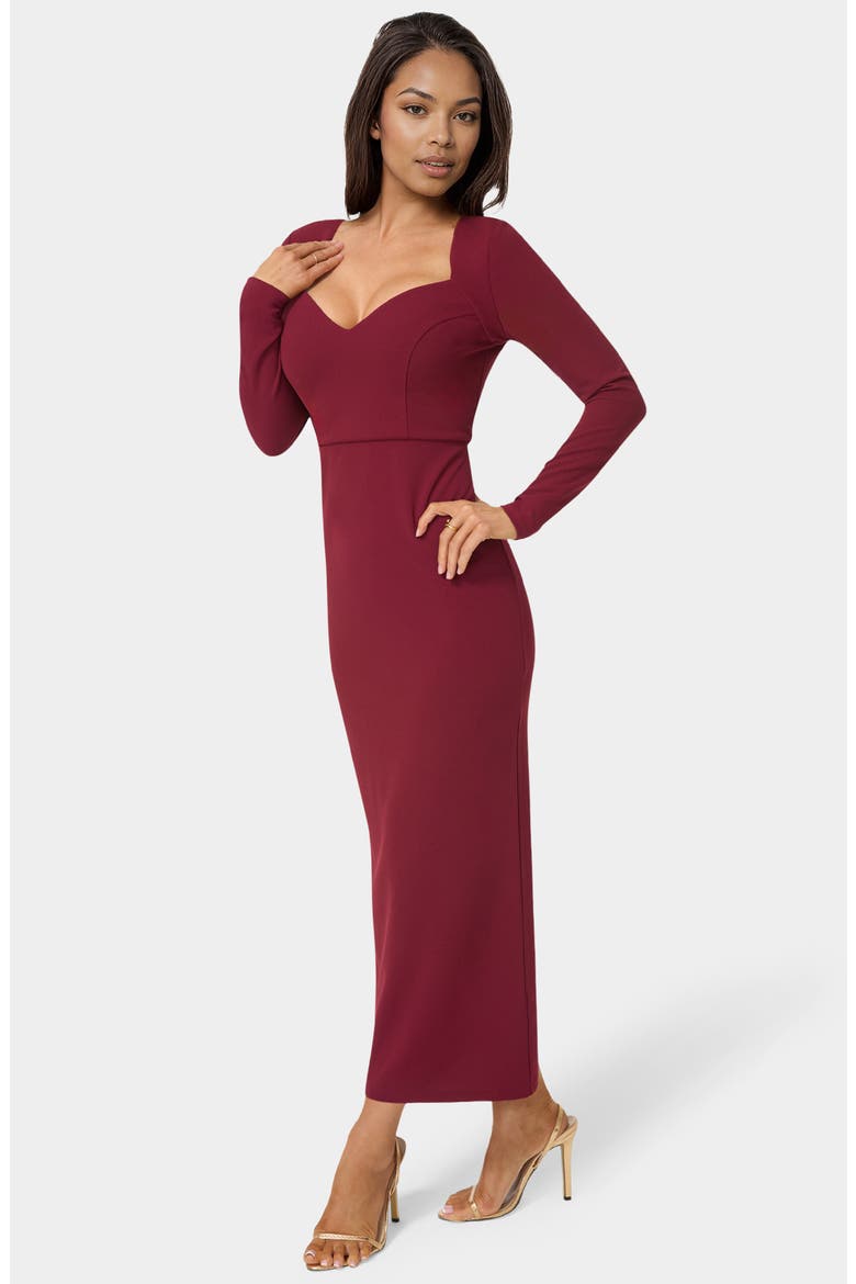 Open Back Long Sleeve Maxi Dress, Alternate, color, WINE