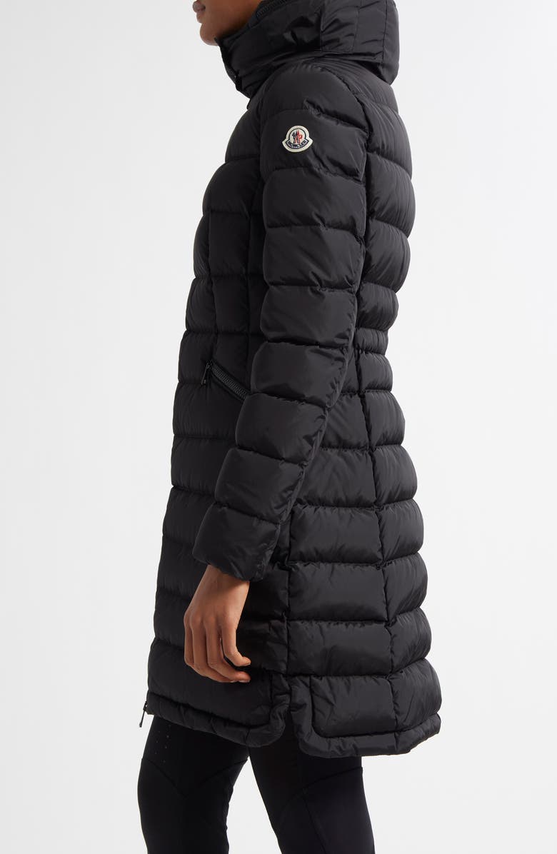 Moncler Flammette Down Coat, Alternate, color, Black/Black