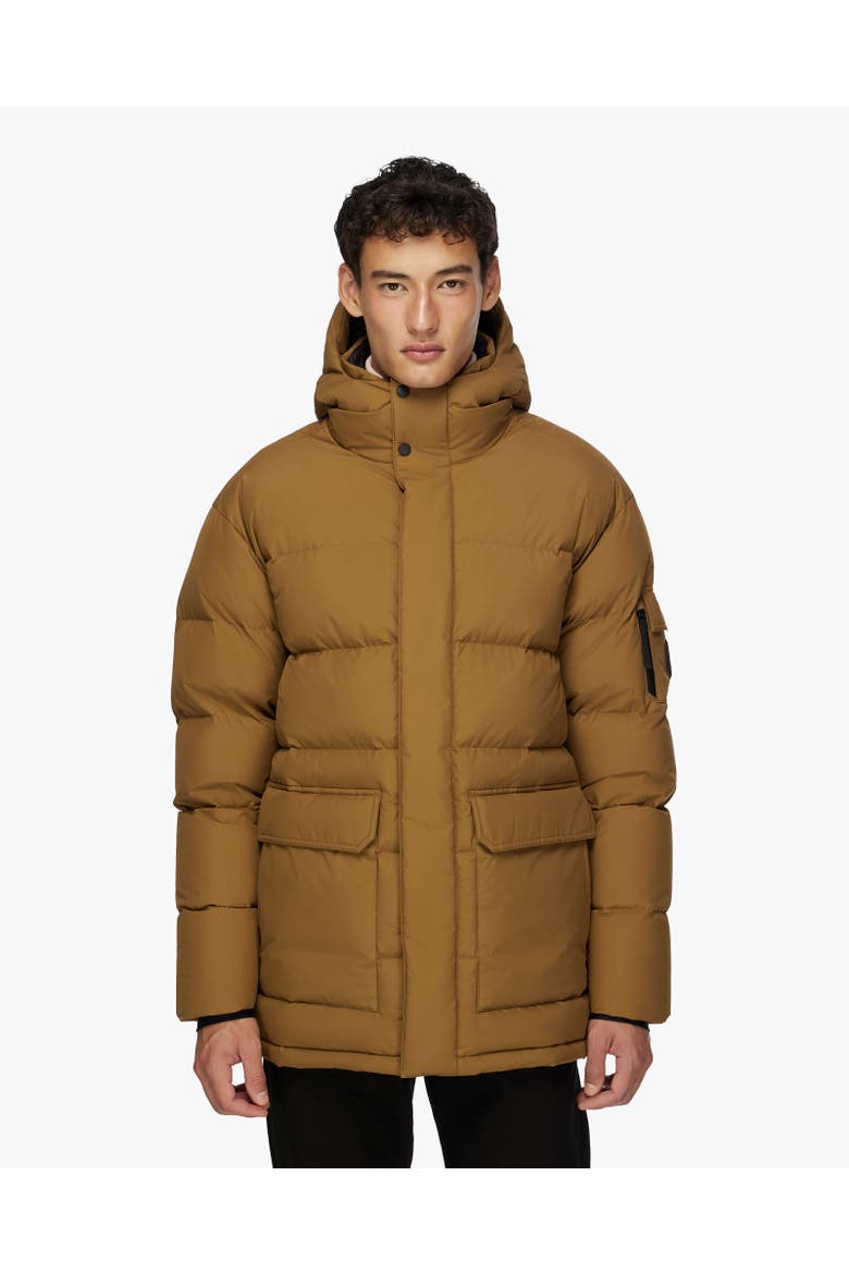 ALEXANDER | Hooded Recycled Down Winter Jacket, Alternate, color, Camel