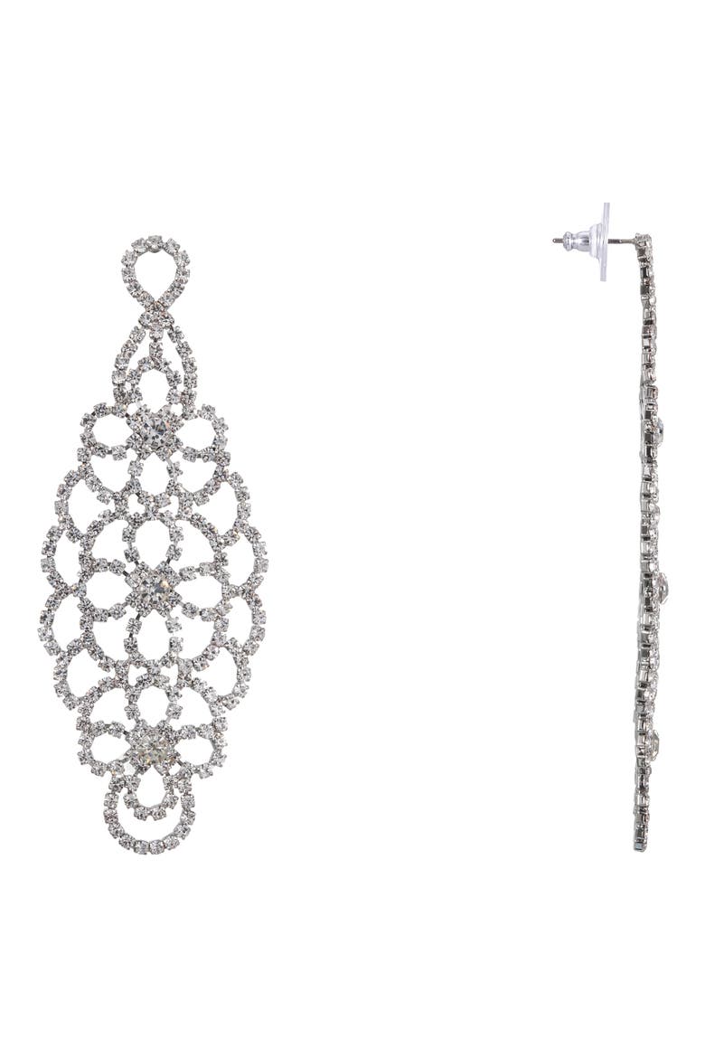 Cup Chain Chandelier Earrings, Main, color, SILVER/ WHITE CRYSTAL