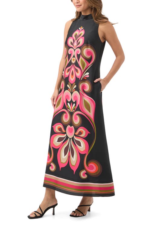 Trina Turk Loveage Printed Mock Neck Maxi Dress In Multi