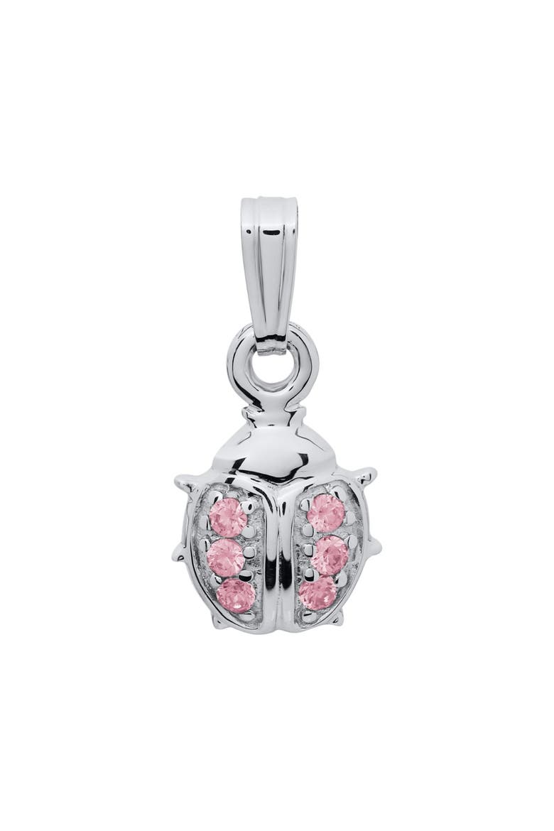 Sterling Silver Pink Ladybug Pendant Necklace, Alternate, color, Metallic Silver