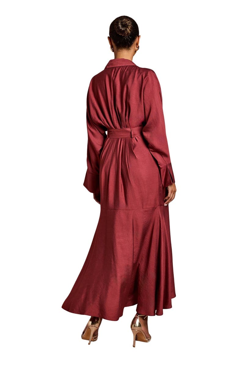 Coast Petite Long Sleeve Belted Wrap Dress, Alternate, color, Burgundy