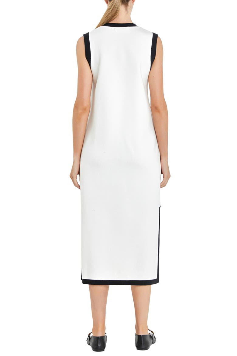 Sleeveless Sweater Dress, Alternate, color, CREAM/ BLACK
