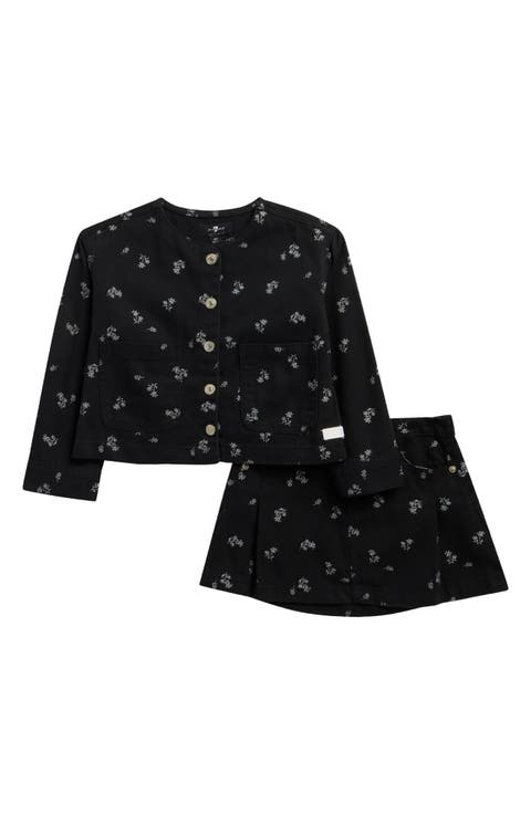 Kids' Buttoned Top & Skirt Set