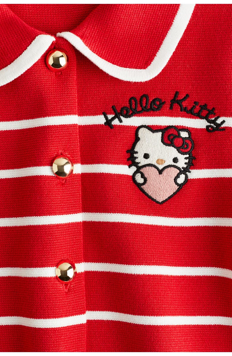H&M Embroidered-detail knit cardigan, Alternate, color, Red/Hello Kitty