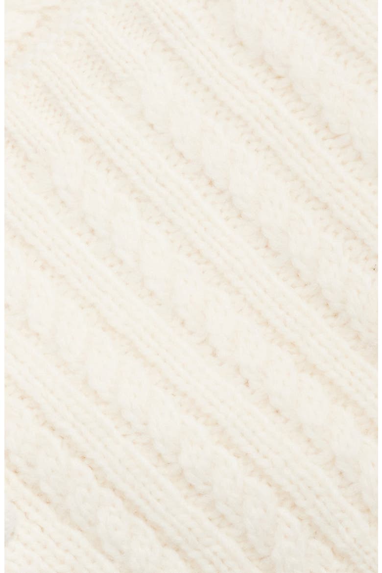 Fringe Alpaca & Wool Blend Cabled Rib Scarf, Alternate, color, WHITE