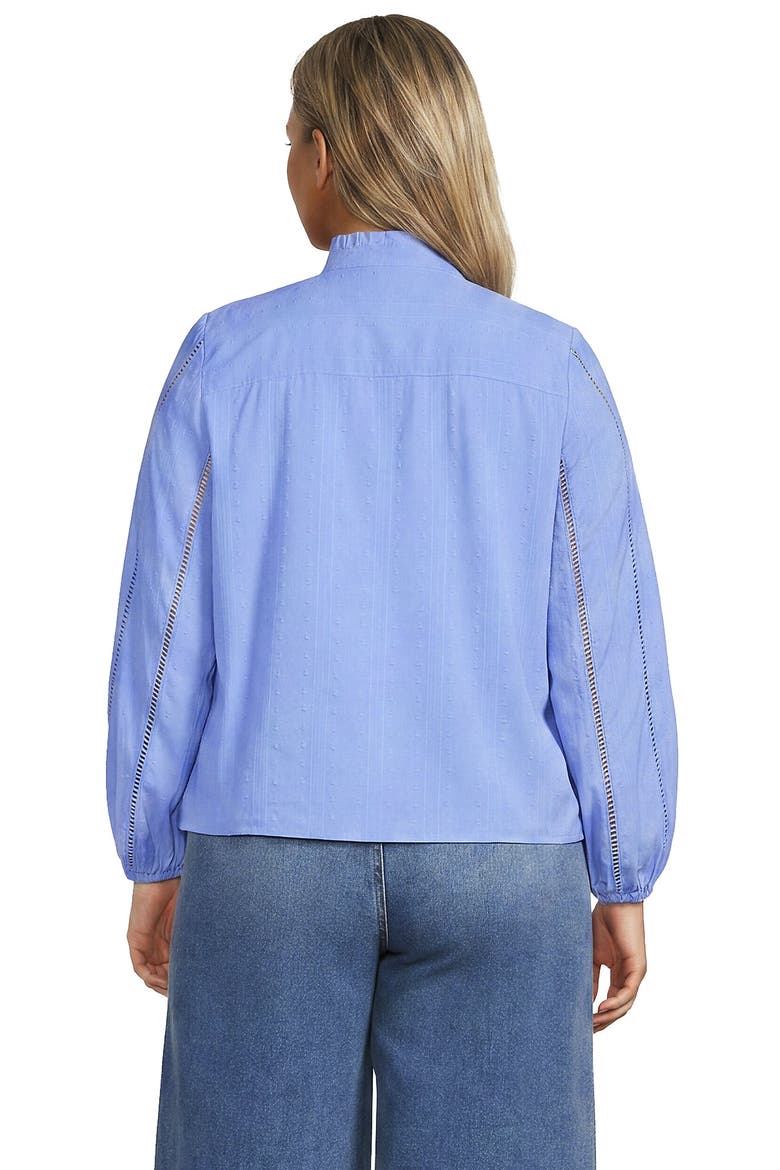 Ruffle Neck Button Front Shirt, Alternate, color, Clear Blue Sky