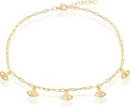 SIMONA Gold Plated Sterling Silver Evil Eye Charm Anklet