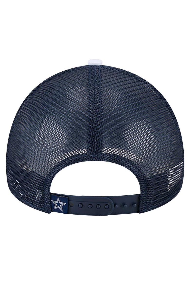Men's New Era  White/Navy Dallas Cowboys Sport Night Color Block 9FORTY A-Frame Trucker Adjustable Hat, Alternate, color, White