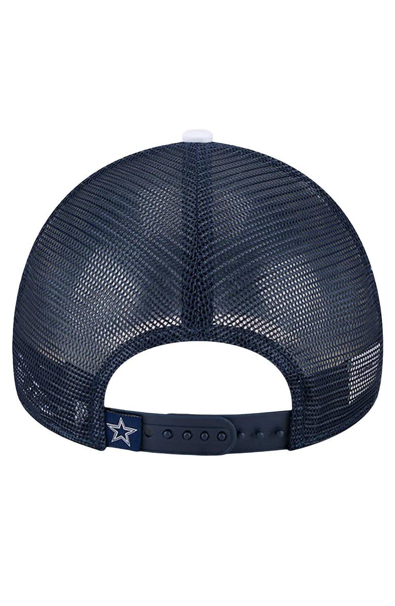 New Era Men's New Era White/Navy Dallas Cowboys Sport Night Color Block 9FORTY A-Frame Trucker Adjustable Hat, Alternate, color, White