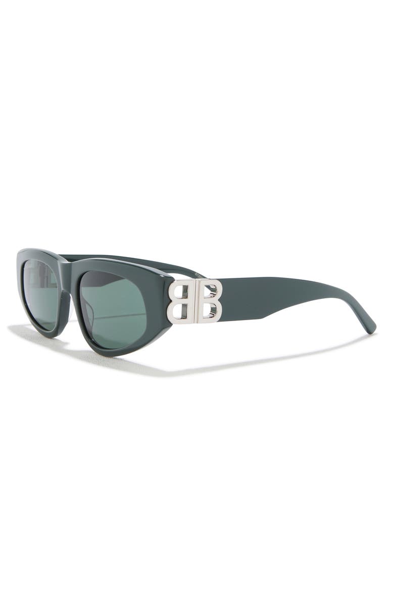 Balenciaga Novelty 53mm Cat Eye Sunglasses, Alternate, color, Green Silver Green