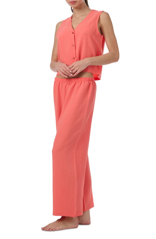 Splendid Button Front Tank & Crop Pants Pajamas In Orange