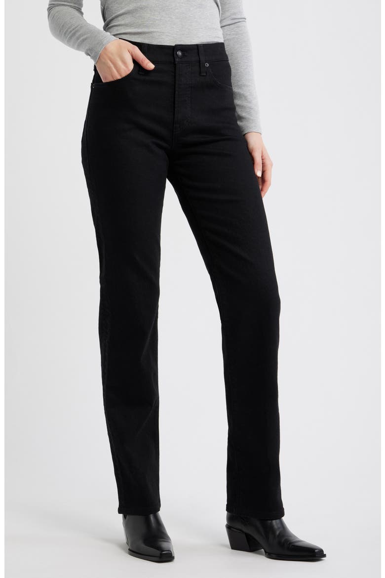 The Longline Straight Leg Jeans, Main, color, CLEAN BLACK WASH