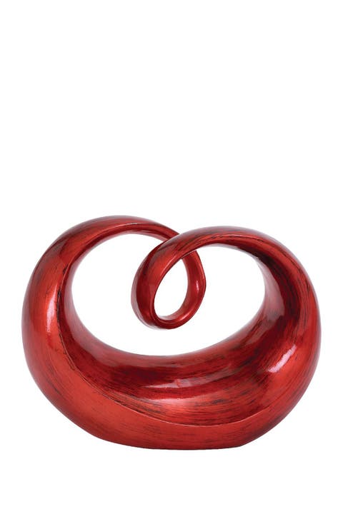 Red Polystone Swirl Abstract Sculpture