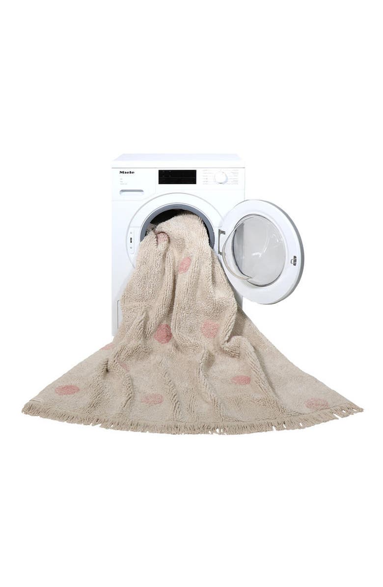 Lorena Canals Polka Dot Fringe Trim Washable Cotton Blend Rug, Alternate, color, Natural