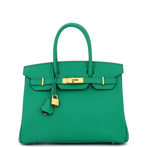 Pre-owned Hermes Hermes Birkin Handbag Green Epsom With Gold Hardware 30 In Green