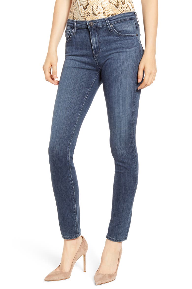 'The Prima' Mid Rise Cigarette Skinny Jeans, Main, color, PACIFIC INDIGO