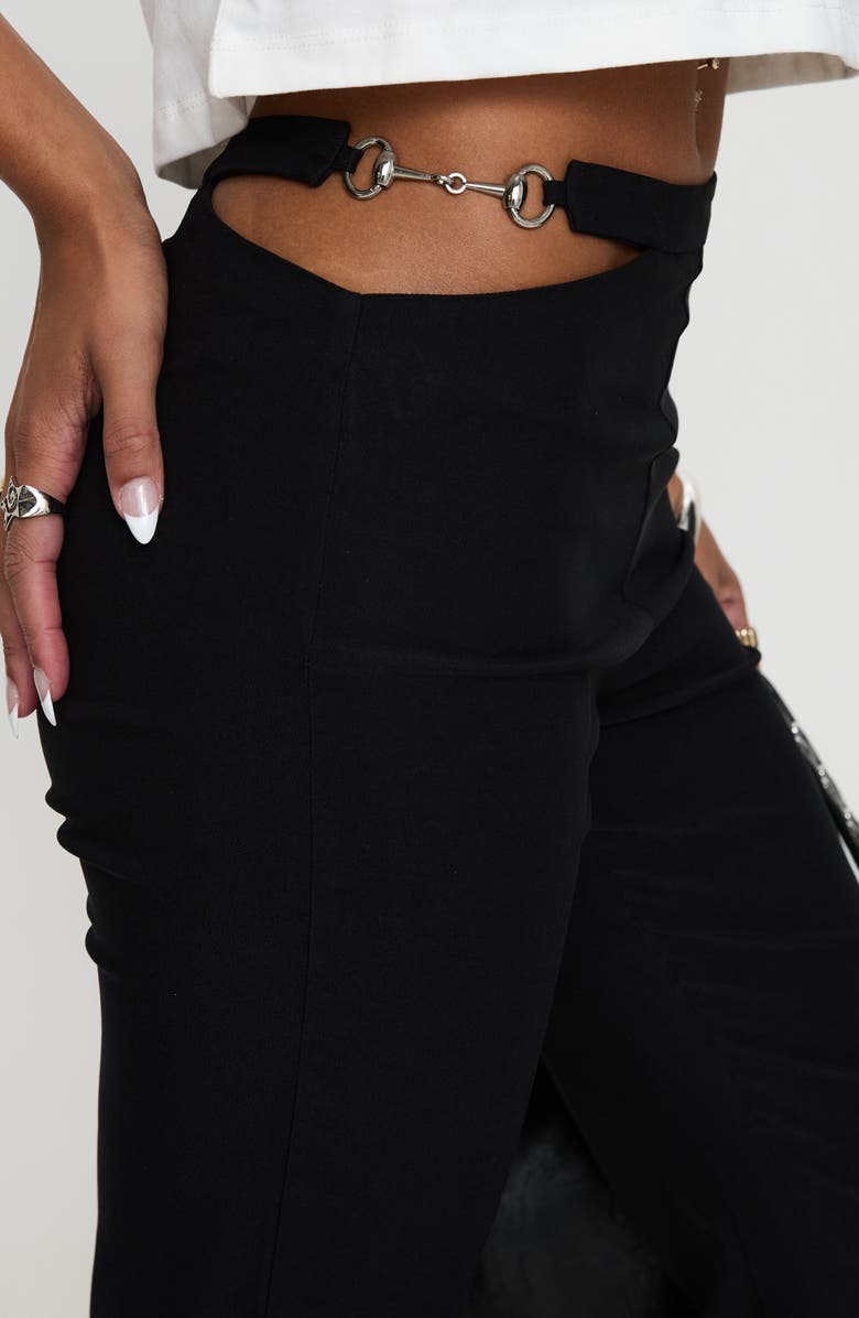 Princess Polly Eyes on You Flare Cutout Waist Flared Pants, Alternate, color, Black