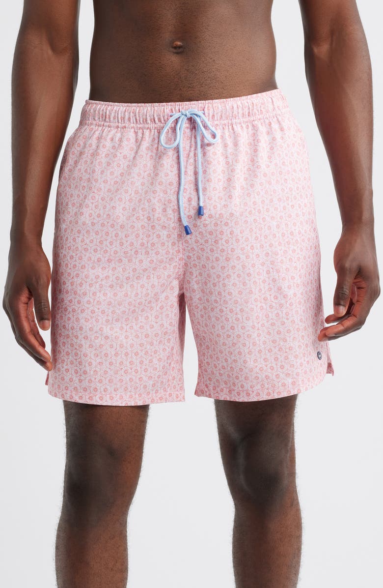 Peter Millar Pineapple Slice Swim Trunks, Main, color, Watermelon