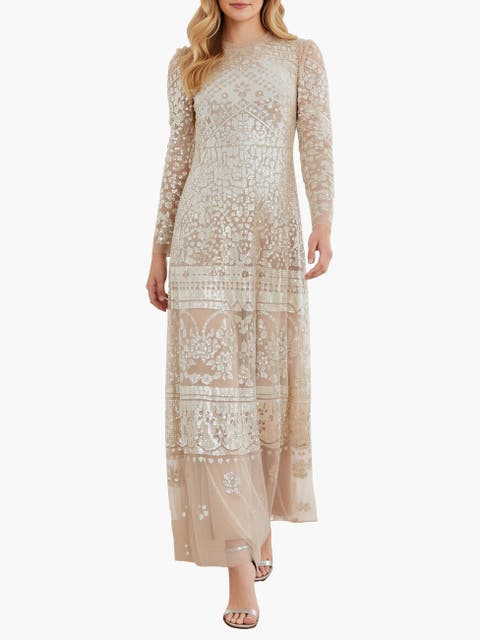 Aurora Long Sleeve Round Neck Gown