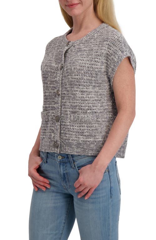 Lucky Brand Short Sleeve Cotton Cardigan In Gray