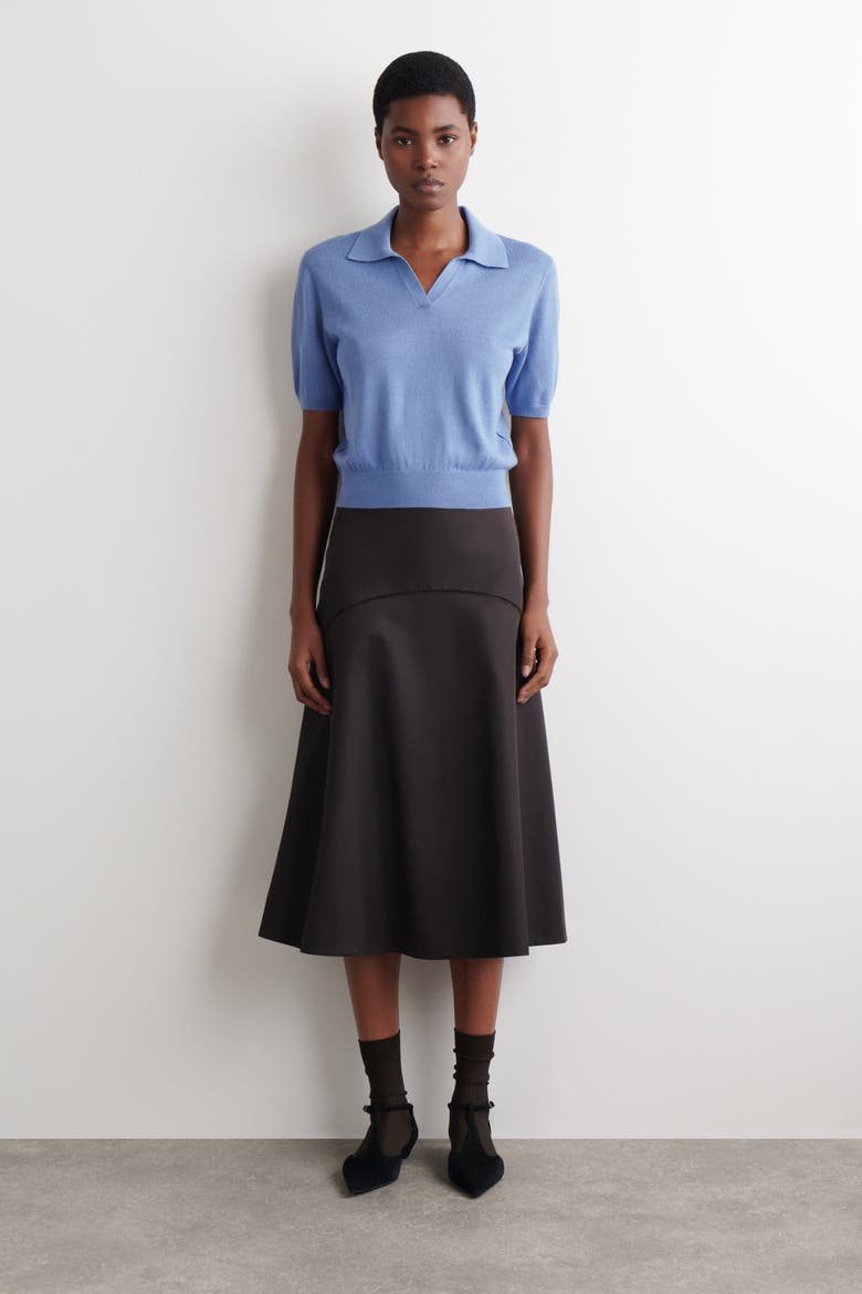 Knitted Linen-Merino Polo Shirt, Alternate, color, BLUE