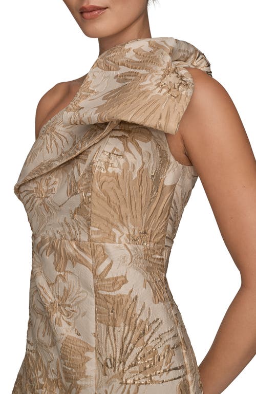 Donna Karan New York Metallic One-shoulder Jacquard Mermaid Gown In Neutral