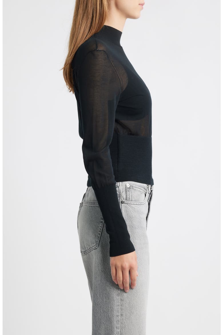 The Sleek Mock Neck Crop Sweater, Alternate, color, BLACK