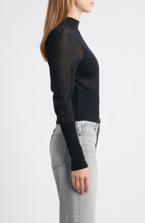 Frame The Sleek Mock Neck Crop Sweater In Blue
