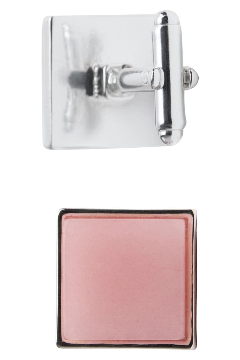 Semiprecious Stone Cuff Links, Alternate, color, SILVER