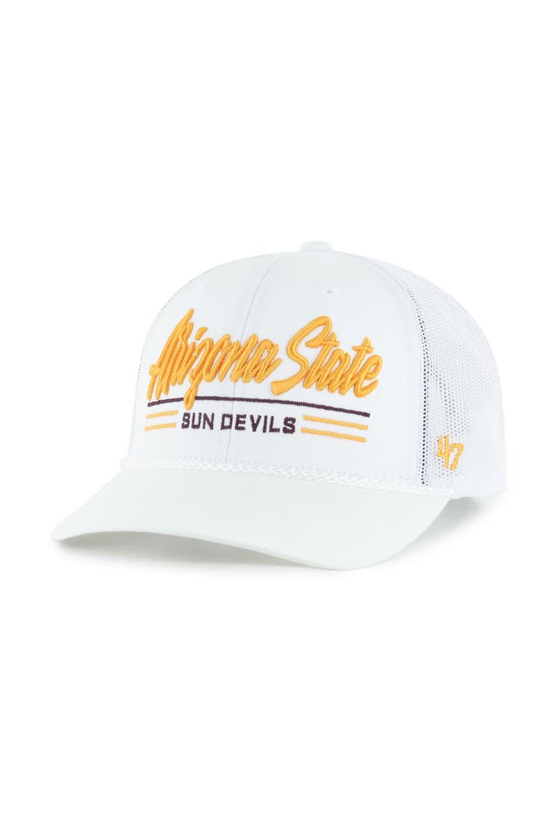 '47 Men's '47 White Arizona State Sun Devils Garner Rope Trucker Adjustable Hat, Main, color, White