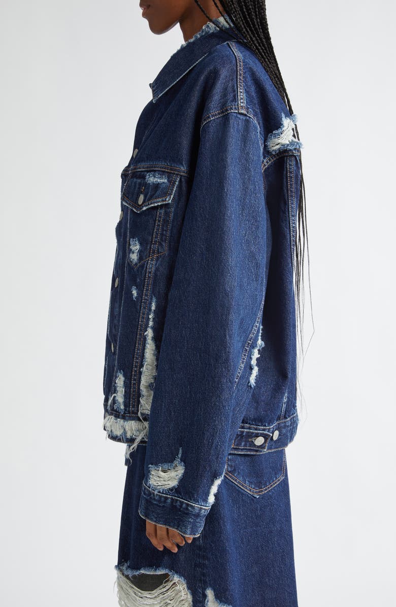Acne Studios Robert Distressed Denim Trucker Jacket, Alternate, color,