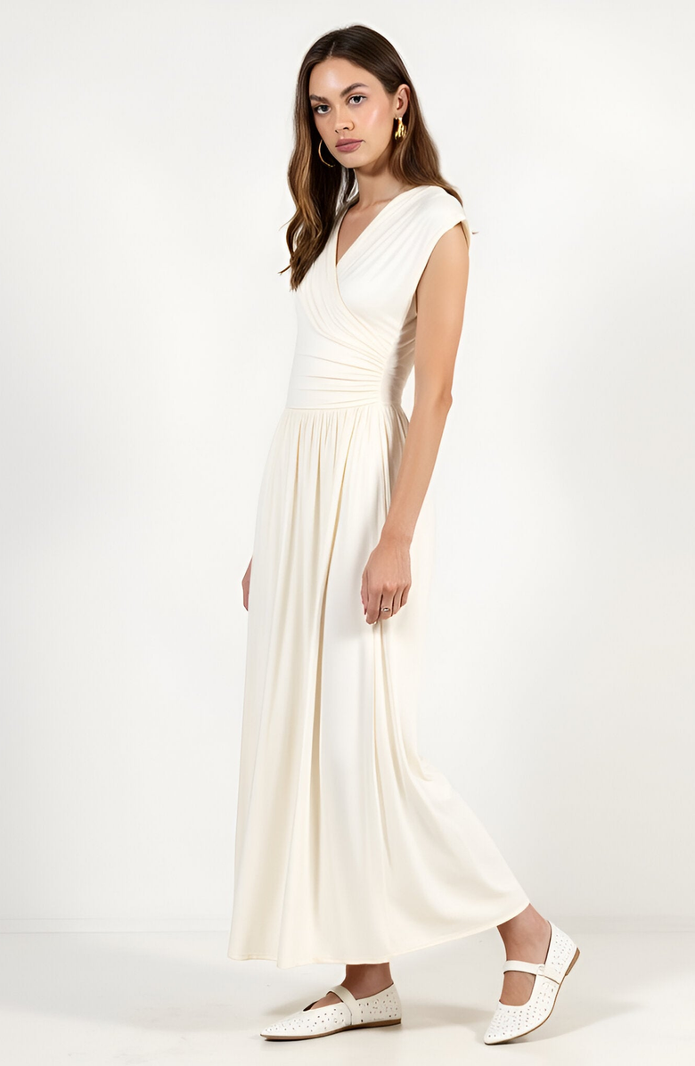 Modenaire Sleeveless Faux Wrap Maxi Dress with Shirred Waist and Flowy Skirt, Alternate, color, 